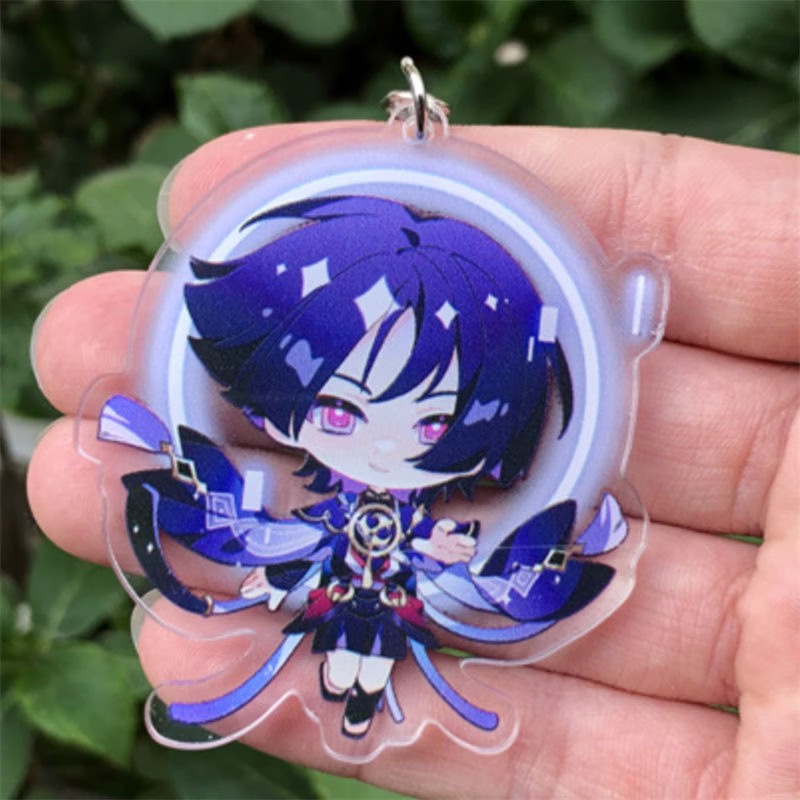 Anime Merchandise Usa - Genshin Impact Cosplay Anahtarlık, Akrilik Kolye,